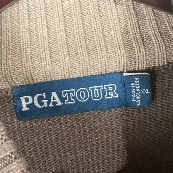 PGA Tour [Quarter Zip] Men's-Size XXL Brown Long Sleeve Sweater - Picture 3 of 8